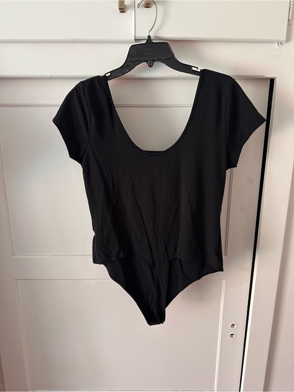 American Eagle Outfitters Black Scoop Neck Short Sleeve Bodysuit